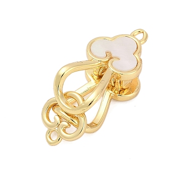 Brass Interlocking Clasps, with Shell, Cloud, Real 18K Gold Plated, 21x10x9mm, Hole: 1.5mm