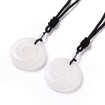 Adjustable Natural Quartz Crystal Vortex Pendant Necklace with Nylon Cord for Women, 26.38 inch(67cm)