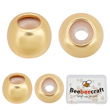 40Pcs 2 Style Brass Beads, Rubber inside, Slider Beads, Long-Lasting Plated, Rondelle, Real 18K Gold Plated, 4~6x3~4.5mm, Hole: 0.6~2mm, 20pcs/style