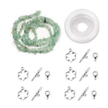 DIY Bracelets Necklaces Jewelry Sets, Natural Green Aventurine Chips Beads Strands, Toggle Clasps, Lobster Claw Clasps and Elastic Wire, 12.6x10.6x2.1cm
