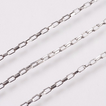 3.28 Feet 304 Stainless Steel Box chains/Venetian Chains, Unwelded, Stainless Steel Color, 3x1.7x0.6mm