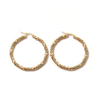 304 Stainless Steel Twist Rope Hoop Earrings for Women, Golden, 39x3.5mm, Pin: 1~1.3x0.6mm