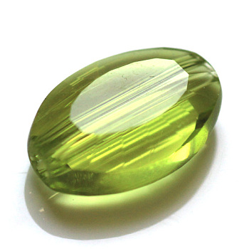 Imitation Austrian Crystal Beads, Grade AAA, Faceted, Oval, Yellow Green, 13x10x5mm, Hole: 0.9~1mm