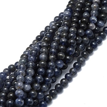 Natural Iolite Beads Strands, Round, 6mm, Hole: 0.8mm, about 63pcs/strand, 15.55''(39.5cm)
