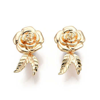 Magnetic Brass Clip on Earring Findings, with Vertical Loops, Rose, Nickel Free, Real 18K Gold Plated, 27x15.5x11mm, Hole: 2.5mm