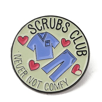 Scrubs Club Never Not Comfy Alloy Enamel Pins Brooches, Royal Blue, Round, 30mm