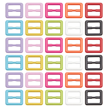 120Pcs 10 Colors Rectangle Shape Spray Painted Alloy Buckle Clasps, For Doll Webbing, Strapping Bags, Garment Accessories, Mixed Color, 7.5x8x1mm, Hole: 2x5.5mm, 12pcs/color