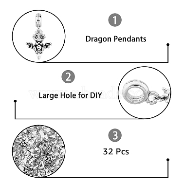 SuperZubehör 32pcs 2 Arten Legierung europäischer baumelnder Charme(FIND-FH0007-61)-4