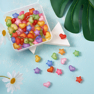 100Pcs 2 Style Frosted Acrylic Beads(FACR-BT0001-01)-4