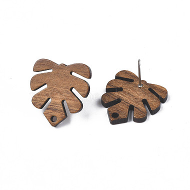 Tropical Theme Walnut Wood Stud Earring Findings(MAK-N033-001)-4