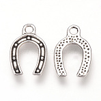 Tibetan Style Alloy Pendant Enamel Settings, Horse Shoes, Cadmium Free & Lead Free, Antique Silver, 16.5x11x1mm, Hole: 2mm, about 2260pcs/1000g(TIBEP-T002-129AS-RS)