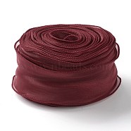 Organza Ribbon, Wired Sheer Chiffon Ribbon, for Package Wrapping, Hair Bow Clips Accessories Making, FireBrick, 2-1/8 inch(55mm), about 37.18~38.28 yards(34~35m)/bag(ORIB-B001-06)