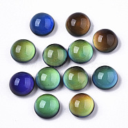 Translucent Glass Cabochons, Changing Color Mood Cabochons, Half Round/Dome, Black, 10x6.5mm(X-GLAA-T023-03B)