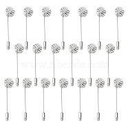 Platinum Brooch DIY Findings Pin Back, Sharp Tip Flat Pad with Stopper Brooch Pins, Nickel Free, Pin: about 13.5mm wide, 63.5mm long, 1mm thick, Cap: 4mm wide, 12mm long(X-KK307-NF)