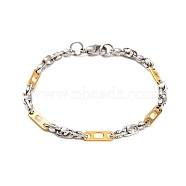 304 Stainless Steel Link Chain Bracelets, with 201 Stainless Steeel Findings, Golden & Stainless Steel Color, 8-5/8 inch(22cm)(BJEW-B078-132GP)