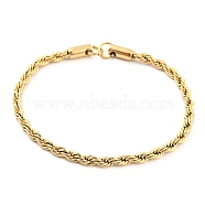 304 Stainless Steel Twisted Bracelet Makings, with Jump Ring, Fits for Connector Charms, Real 14K Gold Plated, 6-1/8 inch(15.5cm), Hole: 4.5mm(STAS-P333-20G)