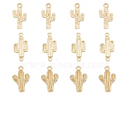 12Pcs 3 Style Brass Links/Connectors, Cactus, Real 18K Gold Plated, 15~17.5x8~10x1~3mm, Hole: 0.8~1.2mm(KK-BC0009-33)