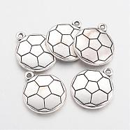 Tibetan Style Alloy FootBall/Soccer Ball Hobby Pendants, Sports Charms, Lead Free & Cadmium Free, Antique Silver, 22x18.5x3.5mm, Hole: 2mm, about  120pcs/500g(TIBEP-S291-16-RS)