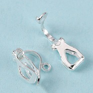 Brass Clip-on Earring Findings, for Non-Pierced Ears, Silver Color Plated, 13x6x7mm, Hole: 1mm(EC109-S)