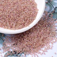 MIYUKI Round Rocailles Beads, Japanese Seed Beads, 11/0, (RR275) Dark Peach Lined Crystal AB, 2x1.3mm, Hole: 0.8mm, about 1111pcs/10g(X-SEED-G007-RR0275)