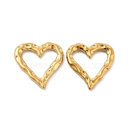 Ion Plating(IP) 304 Stainless Steel Linking Ring, Hammered, Heart, Real 18K Gold Plated, 19x18.5x2mm, Inner Diameter: 12.5x14mm(X-STAS-B032-42G)