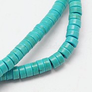 Dyed Synthetic Turquoise Beads Strands, Heishi Beads, Flat Round/Disc, Turquoise, 5x2~3mm, Hole: 1mm, about 150pcs/strand, 15.7 inch(G-P083-5mm-83K)