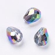 Imitation Austrian Crystal Beads, Grade AAA, Faceted, Drop, Colorful, 6x8mm, Hole: 0.7~0.9mm(SWAR-F062-8x6mm-31)