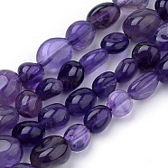 Natural Amethyst Beads Strands, Oval, 6~12x5~8x3~8mm, Hole: 1mm, about 50~57pcs/strand, 15.7 inch(G-Q952-02-6x8)