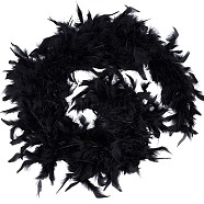 Turkey Feathers Fluff Boa for Dancing, Wedding, Crafting Party Dress Up, Halloween Costume Decoration, Dyed, Black, 210x15.5~21cm(FIND-WH0126-125A)