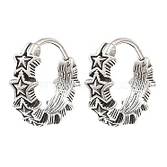 316 Surgical Stainless Steel Hoop Earrings, Antique Silver, 14.5x15x4.5mm(EJEW-D096-05D-AS)