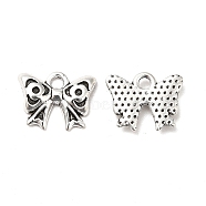 Tibetan Style Alloy Charms, Bowknot Charms, Antique Silver, 10x12.5x2mm, Hole: 1.6mm(PALLOY-M198-31AS)