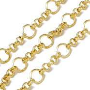 Brass Rolo Chains, with Spool, Unwelded, Long-Lasting Plated, Cadmium Free & Nickel Free & Lead Free, Real 18K Gold Plated, 7.5x3mm, 14x3mm(CHC-P010-21G)