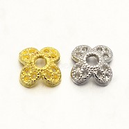 4-Petal Zinc Alloy Bead Caps, Mixed Color, 8x2.5mm, Hole: 1.5mm(PALLOY-N0111-07)