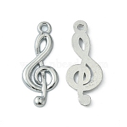 Alloy Treble Clef Pendants, Cadmium Free & Lead Free, Musical Note, Platinum, about 10mm wide, 26mm long, 2mm thick, hole: 2mm(E1219)
