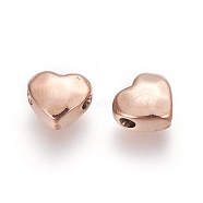 Ion Plating(IP) 304 Stainless Steel Beads, Heart, Manual Polishing, Rose Gold, 7.5x8.5x4mm, Hole: 1.5~1.6mm(STAS-O119-23RG)