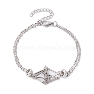 201 Stainless Steel Macrame Pouch Braided Gemstone Holder Bracelet Making, with 304 Stainless Steel Cable Chains, Stainless Steel Color, 7-1/4 inch(18.4cm)(BJEW-JB09620-02)
