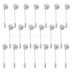 Platinum Brooch DIY Findings Pin Back, Sharp Tip Flat Pad with Stopper Brooch Pins, Nickel Free, Pin: about 13.5mm wide, 63.5mm long, 1mm thick, Cap: 4mm wide, 12mm long(X-KK307-NF)
