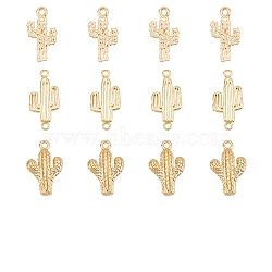 12Pcs 3 Style Brass Links/Connectors, Cactus, Real 18K Gold Plated, 15~17.5x8~10x1~3mm, Hole: 0.8~1.2mm(KK-BC0009-33)