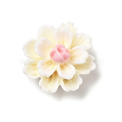 Opaque Resin Cabochons, 3D Flower, White, 11.5x6.5mm(RESI-C036-02A)