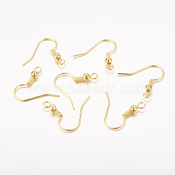 Brass Earring Hooks, Ear Wire, with Horizontal Loop, Golden, 17~19x16~18x0.8mm, 20 Gauge, Hole: 2mm(X-KK-S075-G)