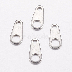 201 Stainless Steel Chain Tabs, Chain Extender Connectors, Oval, Stainless Steel Color, 8x4x0.5mm, Hole: 1mm and 2.5mm(X-STAS-F149-16P-C)