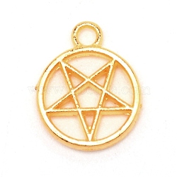 Zinc Alloy Pendants, Hollow, Ring with Star, Golden, 16x13x2mm, Hole: 2mm(PALLOY-WH0088-60A-G)