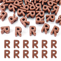 Opaque Acrylic European Beads, Saddle Brown, Large Hole Bead, Letter R, 21x15x14mm, Hole: 6mm(OACR-TAC0019-006R)