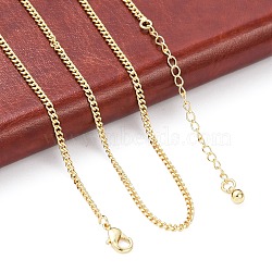 Brass Curb Chain Necklaces, Long-Lasting Plated, Real 18K Gold Plated, 16.34 inch(41.5cm)(X-NJEW-K123-09G)