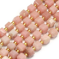 Natural Pink Opal Beads Strands, Faceted, Cube, 6.5~7.5x6.5~7.5x6.5~7.5mm, Hole: 1.2mm, about 43~44pcs/strand, 15.35''~15.55''(39~39.5cm)(G-I376-D21-01)