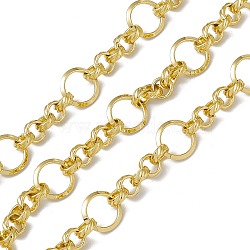 Brass Rolo Chains, with Spool, Unwelded, Long-Lasting Plated, Cadmium Free & Nickel Free & Lead Free, Real 18K Gold Plated, 7.5x3mm, 14x3mm(CHC-P010-21G)