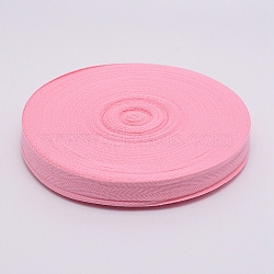 Cotton Twill Tape Ribbons, Herringbone Ribbons, for Sewing Craft, Pink, 1 inch(25mm)(X-OCOR-WH0063-19A)