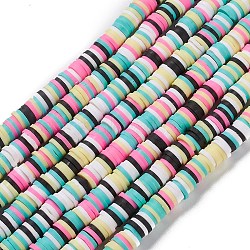 Handmade Polymer Clay Beads Strands, for DIY Jewelry Crafts Supplies, Heishi Beads, Disc/Flat Round, Mixed Color, 6~6.5x0.5~1.5mm, Hole: 1.5~2mm, about 290~332pcs/strand, 15.75~16.14 inch(40~40.5cm)(CLAY-R089-6mm-153)