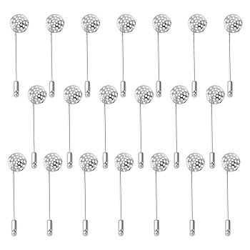 Platinum Brooch DIY Findings Pin Back, Sharp Tip Flat Pad with Stopper Brooch Pins, Nickel Free, Pin: about 13.5mm wide, 63.5mm long, 1mm thick, Cap: 4mm wide, 12mm long