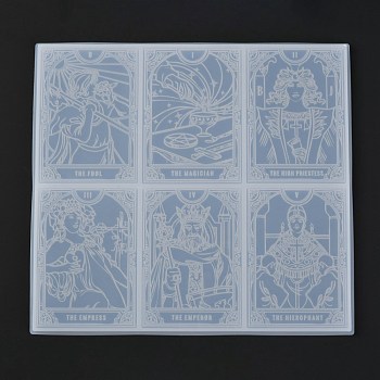 Tarot Cards Silicone Molds, 6 Different Cards Molds, For UV Resin, Epoxy Resin Craft Making, Mixed Patterns, 185x200x6.5mm, Inner Diameter: 87x62mm